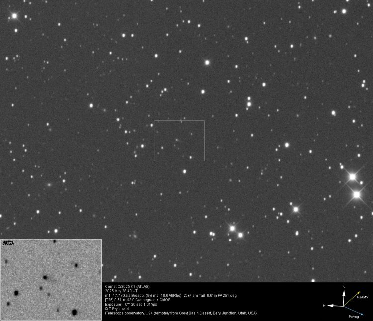 Cometa C/2025 K1 (ATLAS) el 28 de mayo de 2025.